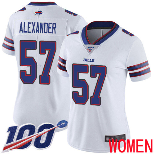 Women Buffalo Bills #57 Lorenzo Alexander White Vapor Untouchable Limited Player 100th Season NFL Jersey